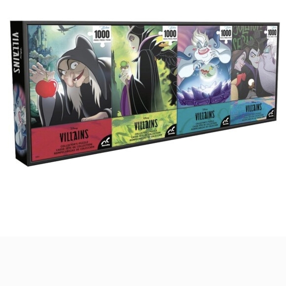 Disney Other - 1000 X4 Disney Villains Collector Puzzle Set — Red, Green, Teal, Purple Accents